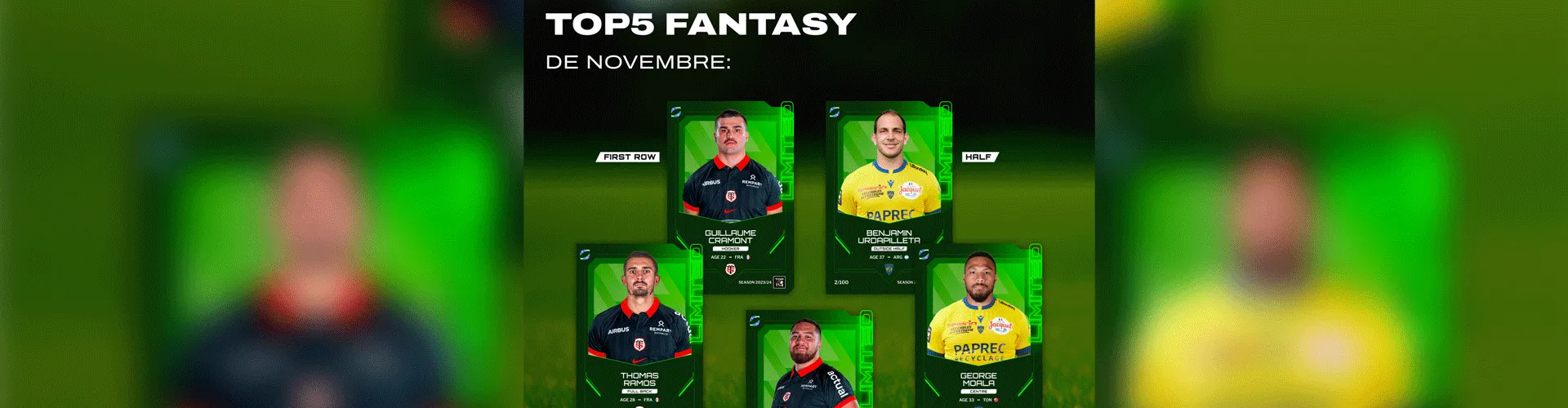 L’équipe type des joueurs de TOP 14 Oval3 du mois de novembre 2023