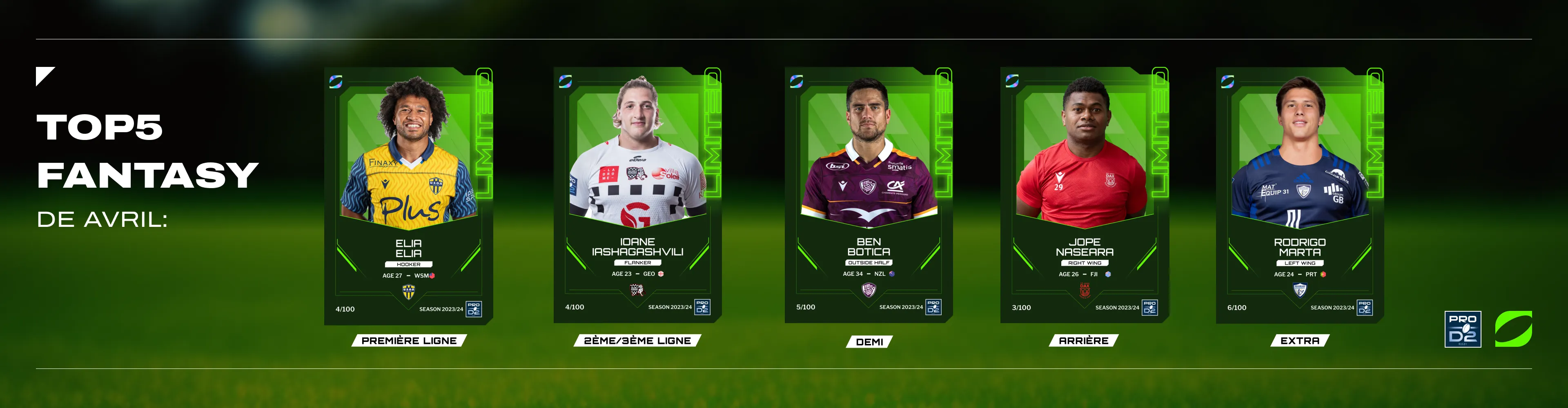 L’équipe type des joueurs de PRO D2 Oval3 du mois d’avril 2024