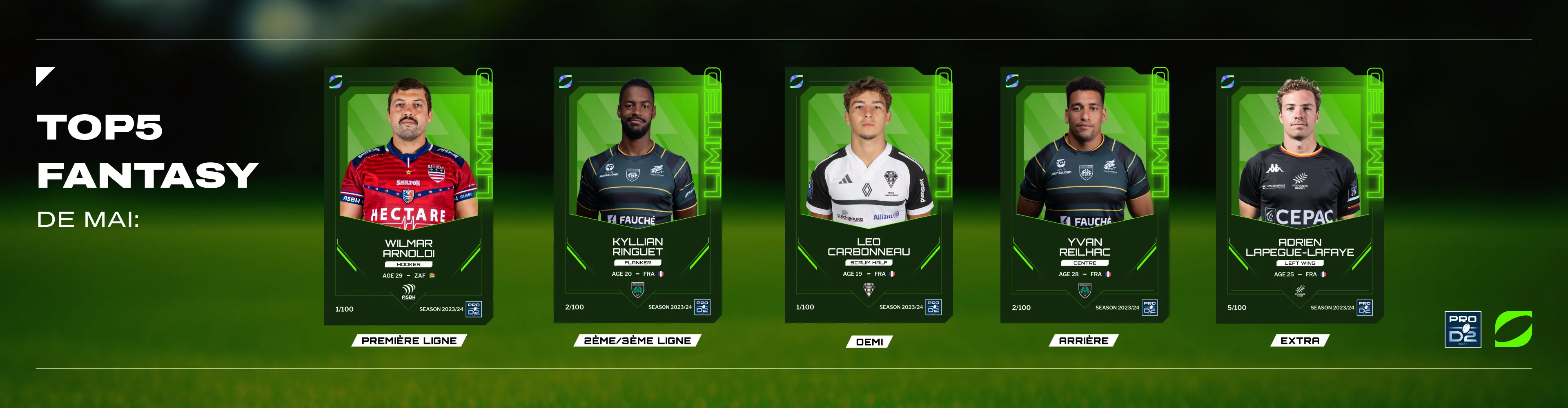 L’équipe type des joueurs de PRO D2 Oval3 du mois de mai 2024