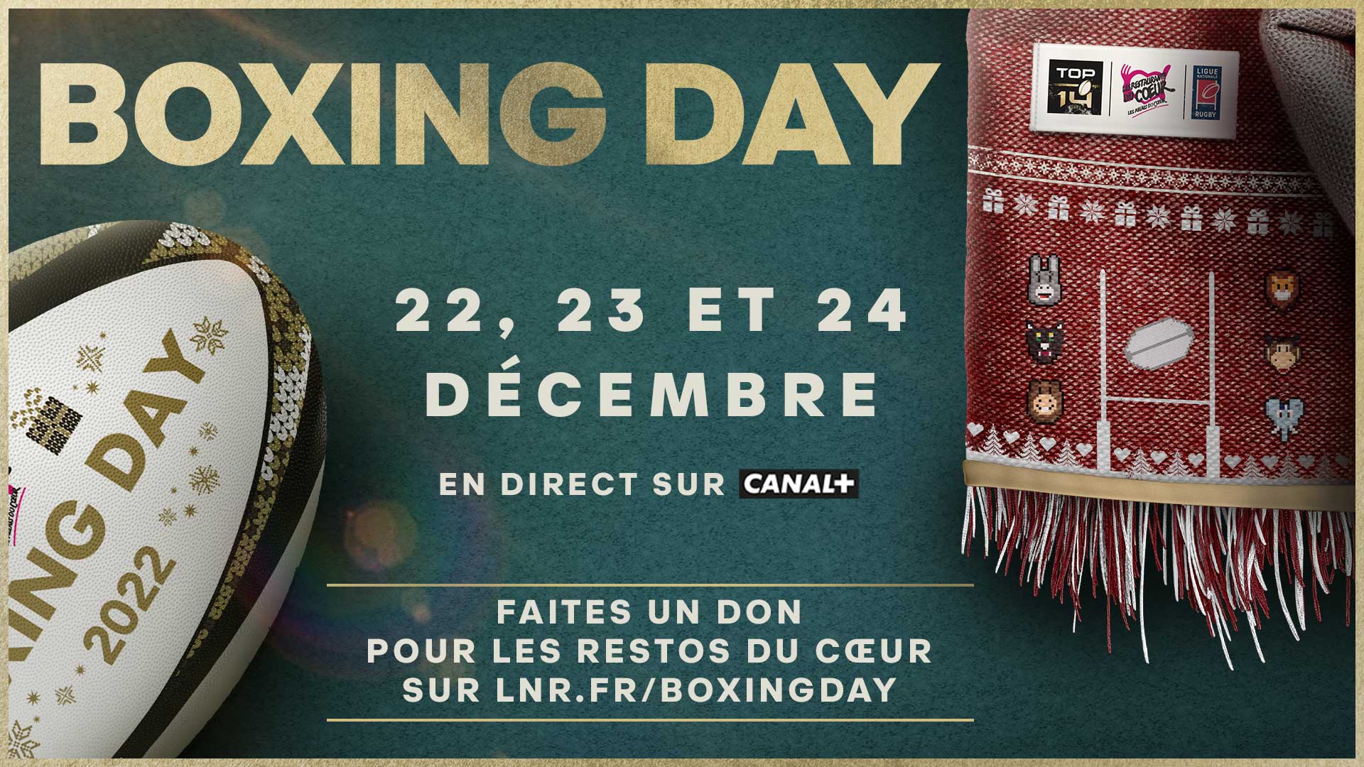 LE TOP 14 FILE UN NOUVEAU RENCARD AUX RESTOS DU CŒUR A L’OCCASION DU BOXING DAY
