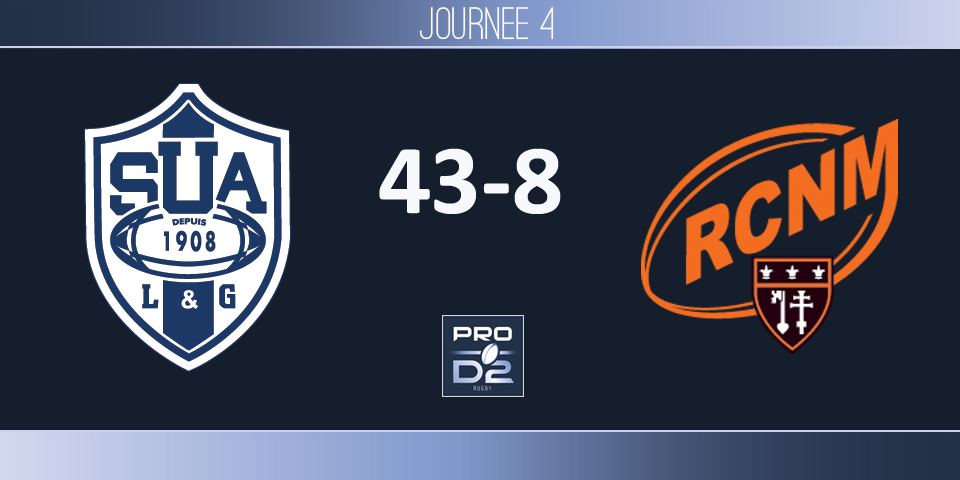 PRO D2, J4 - Agen – Narbonne: Le SUA ouvre les  vannes et son compteur